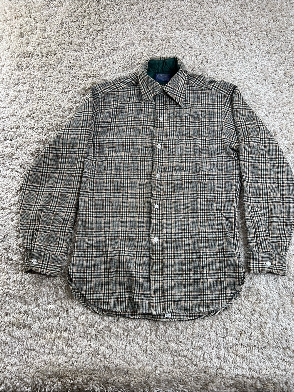 Pendleton Wool Men's Plaid Button-Down Shirt in Brown, Tan and Black